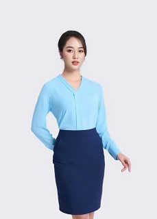 Áo sơ mi nữ dài tay màu xanh dương